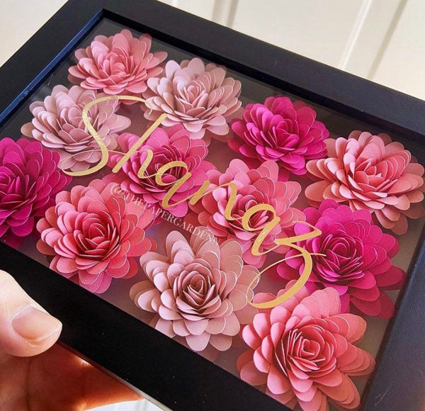 Multicolour Frilly Paper Flower Shadow Box Frame | Gift for Mom, Birthday Present, Home Decor, Wedding Gift, Nursery Sign