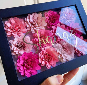 Multicolour Frilly Paper Flower Shadow Box Frame | Gift for Mom, Birthday Present, Home Decor, Wedding Gift, Nursery Sign