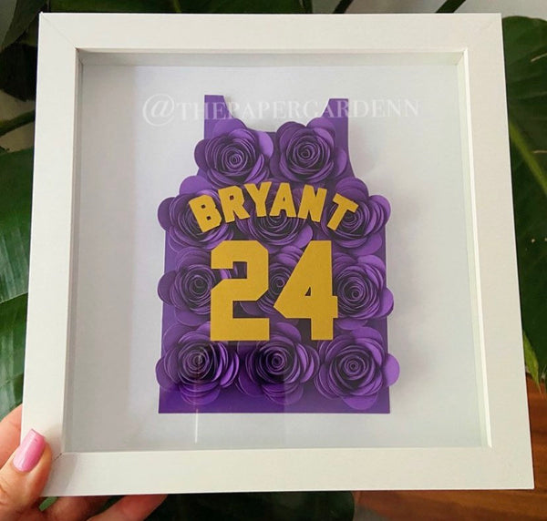 Basketball Jersey Paper Flower Shadow Box | Ombre Solid Multicolour
