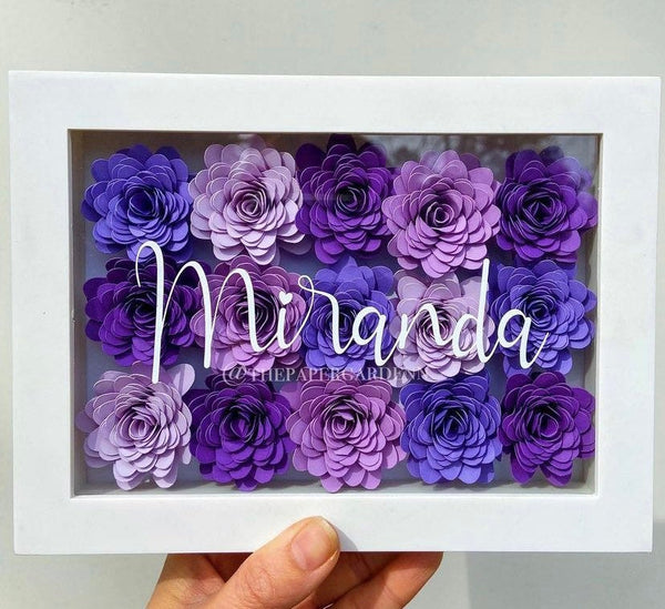 Multicolour Frilly Paper Flower Shadow Box Frame | Gift for Mom, Birthday Present, Home Decor, Wedding Gift, Nursery Sign