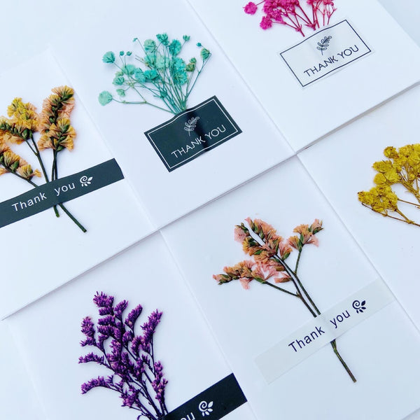 Dried Flower Thank You Card - White Cardstock
