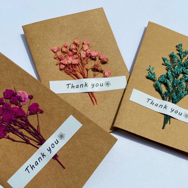 Dried Flower Thank You Card - Kraft Paper