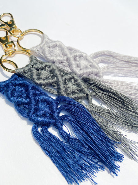 Mix & Match [2 Macramé Key Chains with Gold Hook Keychain | Acrylic Name Plate Personalization]