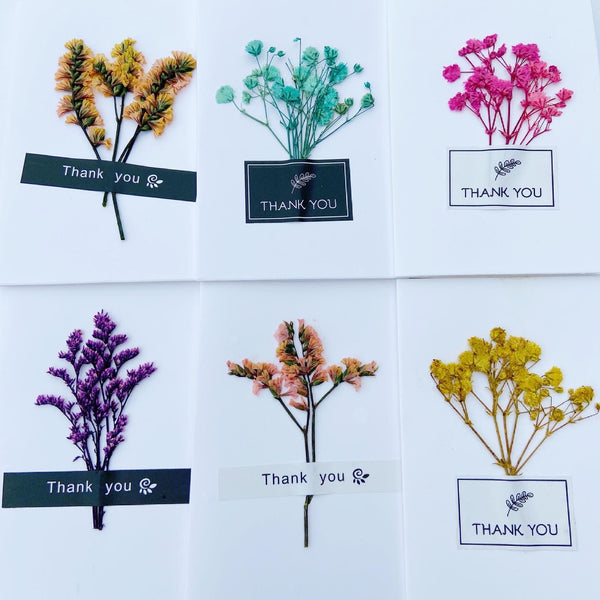 Dried Flower Thank You Card - White Cardstock