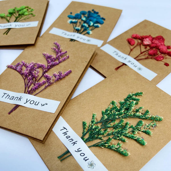 Dried Flower Thank You Card - Kraft Paper