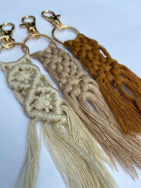Mix & Match [2 Macramé Key Chains with Gold Hook Keychain | Acrylic Name Plate Personalization]