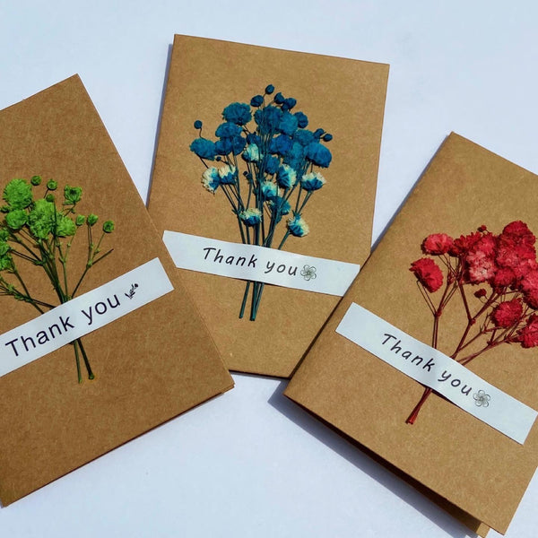 Dried Flower Thank You Card - Kraft Paper