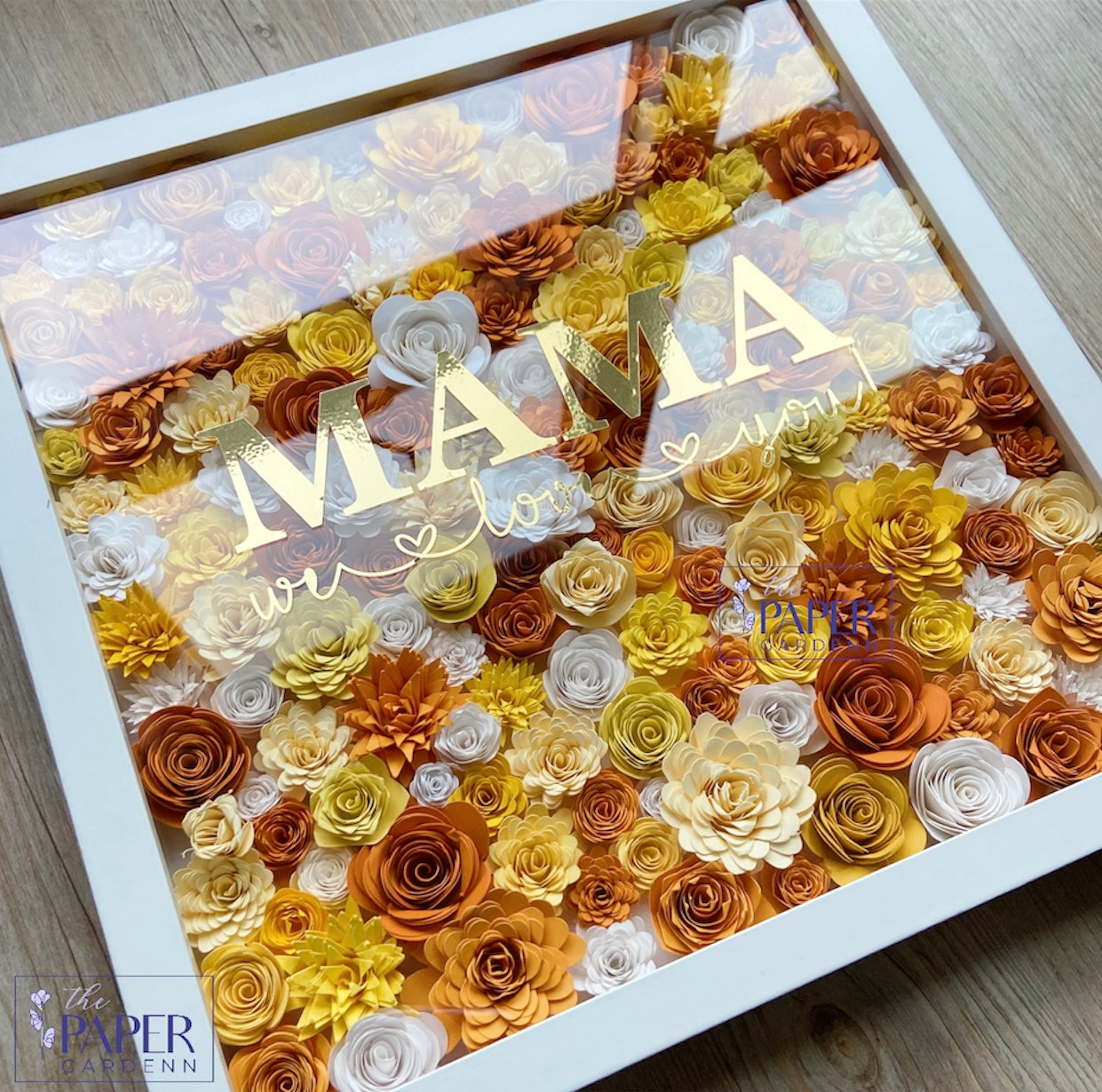 Yellow Garden Paper Flower Shadowbox Frame