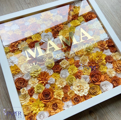 Yellow Garden Paper Flower Shadowbox Frame